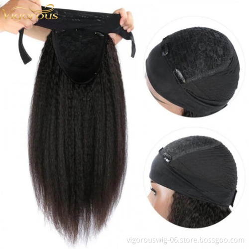 Yaki Wholesale Headband Wig Human Hair For Black Women Human Hair Headband Wig Headband Kinky Ponytail Human Hair Wig